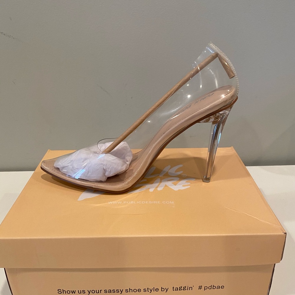 NWT Public Desire pointed toe Perspex heel